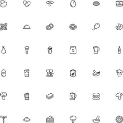 icon vector icon set such as: domestic, season, tray, professional, boil, carbohydrate, cardboard, garnish, jelly, full, champignon, pestle, vanilla, job, grain, condiment, potato, lunchbox, platter