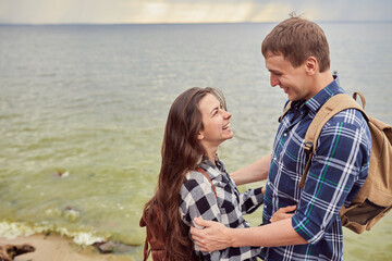 Fototapeta premium Happy couple at a lake