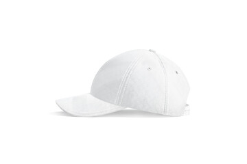 Blank white baseball cap mock up, side view