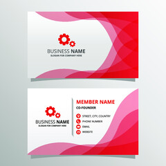 Red Wave Business Card Template With Curves