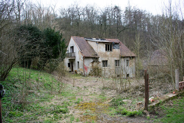 Destroyed house in Czech village.  