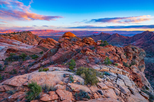Sandstone of Yant Flats as the Sun Sets