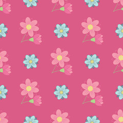 vector graphic seamless pattern with summer flowers