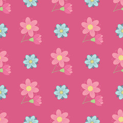 vector graphic seamless pattern with summer flowers
