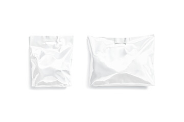 Blank white full small and big die-cut plastic bag mockup
