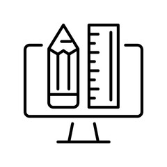 Monochrome online mentoring icon vector illustration mentor training coaching or teaching online
