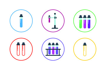 Colorful Test Tube Icon Set