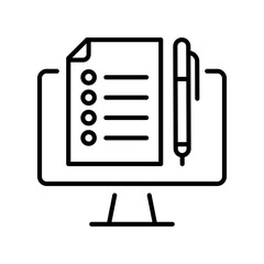 Monochrome training program icon vector illustration e learning online education checklist computer