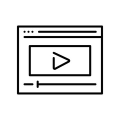 Linear video course icon vector illustration online lecture webinar screen player for watching