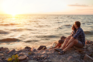 Happy couple at a lake