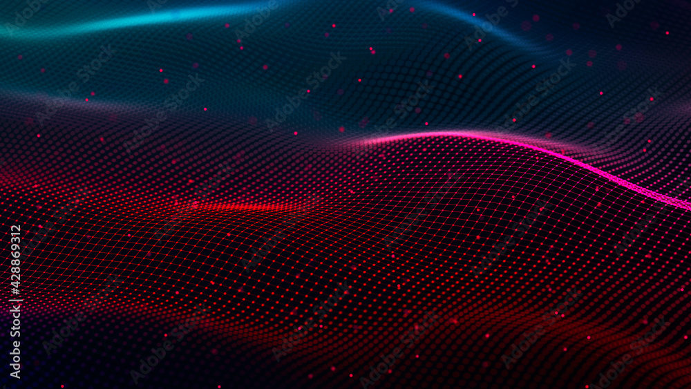 Aufkleber Abstract technology background. Big data digital code. Futuristic dots background. 3d rendering