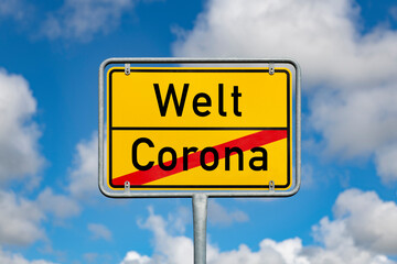 Town Exit Sign Corona out of the world 5020