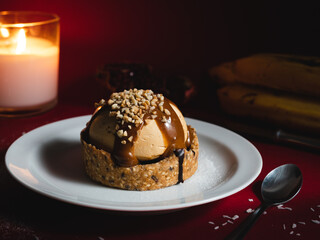 Chocolate cake with caramel topping