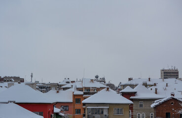 Houses with snow in winter