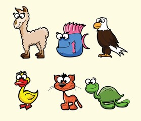 Naklejka premium Vector set of different cute animals
