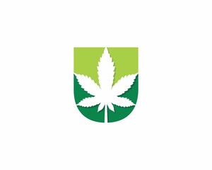 Letter U with Cannabis leaf logo vector 001