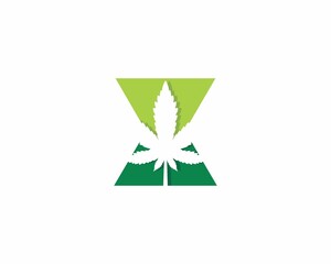 Letter X with Cannabis leaf logo vector 001