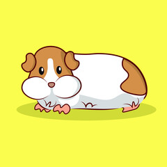 Guinea pig. Cartoon cute guinea pig. Pet in house. Flat vector illustration. 