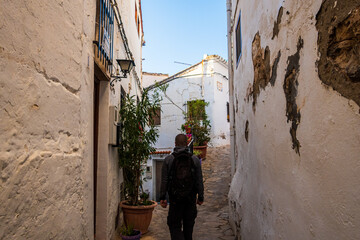 Sot de Chera narrow streets and picturesque houses, in the early morning.