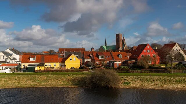 Time Lapse clip from Ribe, one of the oldest towns in Denmark with the cathedral in the background