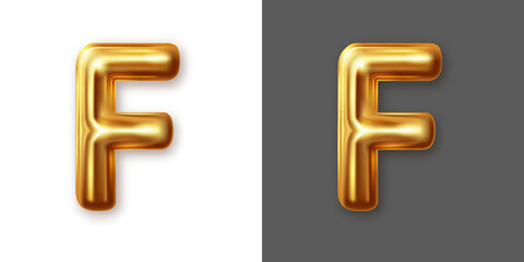 Metallic gold alphabet letter symbol - F. Vector