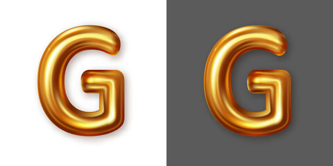 Metallic gold alphabet letter symbol - G. Vector