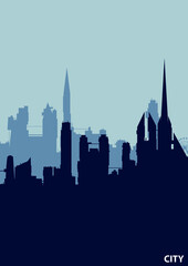 City silhouette book cover. Vector