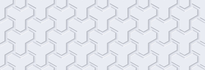3d rendering seamless geometric pattern. White abstract background. 3D tiles. Optical illusions. Template for wrapping paper or web design. Luxury ornament for design interior. 3D panels. Wallpaper.