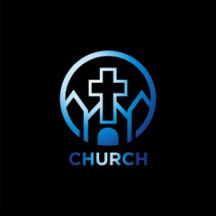 Obraz premium Christian logo design in blue color concept