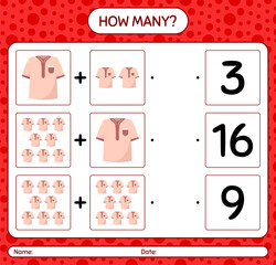 How many counting game with moslem shirt. worksheet for preschool kids, kids activity sheet, printable worksheet
