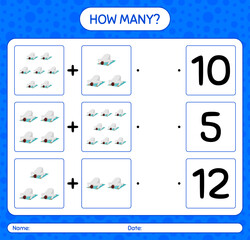 How many counting game with praying. worksheet for preschool kids, kids activity sheet, printable worksheet