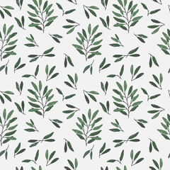 Fototapeta premium Seamless pattern with branches and plants. Vector illustration with a plant pattern. Seamless floral pattern. Modern design for paper, cover, fabric, interior and other users.