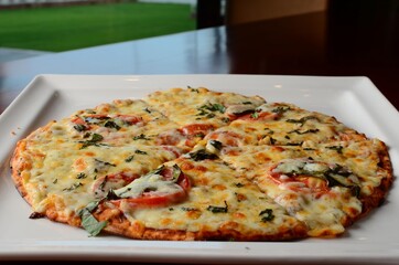 pizza on a table