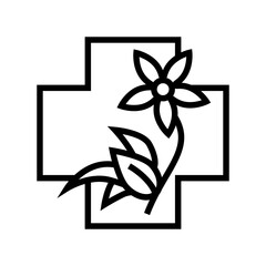 flower natural homeopathy medicine line icon vector. flower natural homeopathy medicine sign. isolated contour symbol black illustration