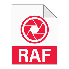 Modern flat design of RAF file icon for web