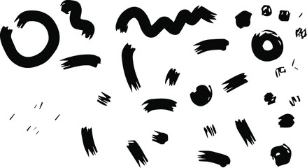 abstract vector pattern in circles dots waves irregular lines vertical and horizontal brush strokes isolated elements