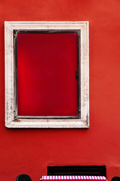 Empty red street sign in Rome, negative space, Italian pizza pasta restaurant picture frame ad background
