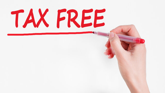 hand writing inscription TAX FREE with marker, concept, stock image