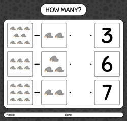 How many counting game with praying. worksheet for preschool kids, kids activity sheet, printable worksheet