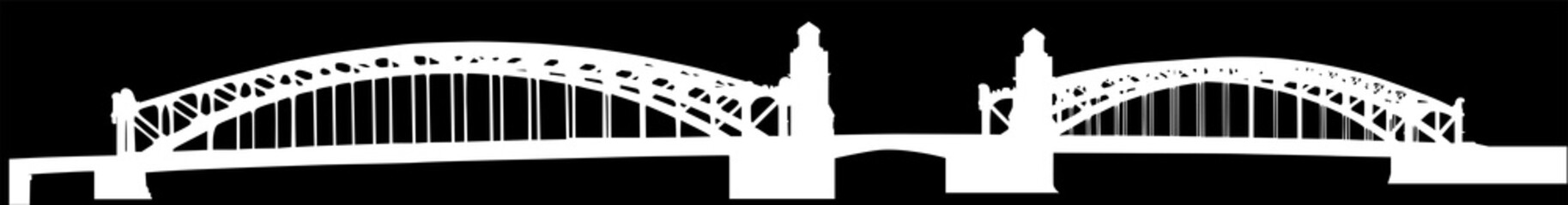 long old white bridge silhouette