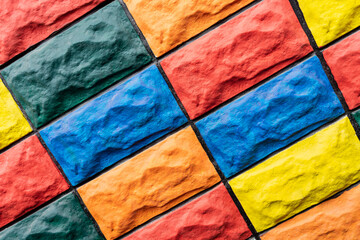 Background with colorful brick diagonal masonry