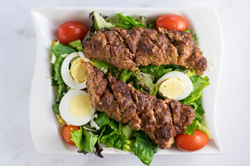 grilled steak with vegetables