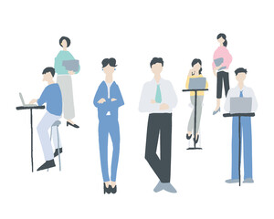 働く人々のポートレート　全身イラスト　Portrait of working people Full body illustration