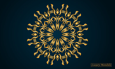 Golden luxury mandala art for the element of invitation. Party ornament. vintage decorate element.