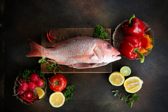 Fresh pink-orange snapper fish 