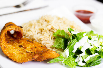 fried chicken with rice