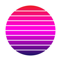 Retro sunset in the style of the 80s-90s. Abstract gradient background. Blue and red colors. Design template for logo, badges, banners, prints. Vector illustration on isolated white background