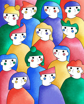 ilustracion de Grupo de personas LGTBQ juntas de varios colores