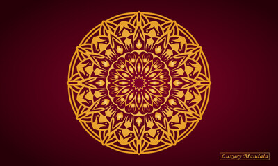 Golden luxury mandala art for the element of invitation. Party ornament. vintage decorate element.