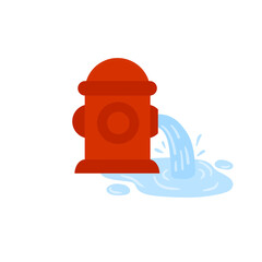 Fire hydrant. Flat cartoon illustration. Red icon of fire fighting tool.